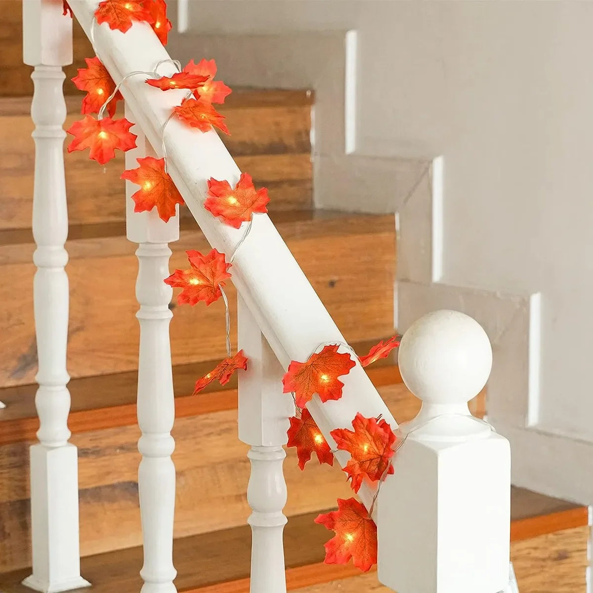 USB/Batteri Ahornblad Lyskæde til efterårs- og juledekoration