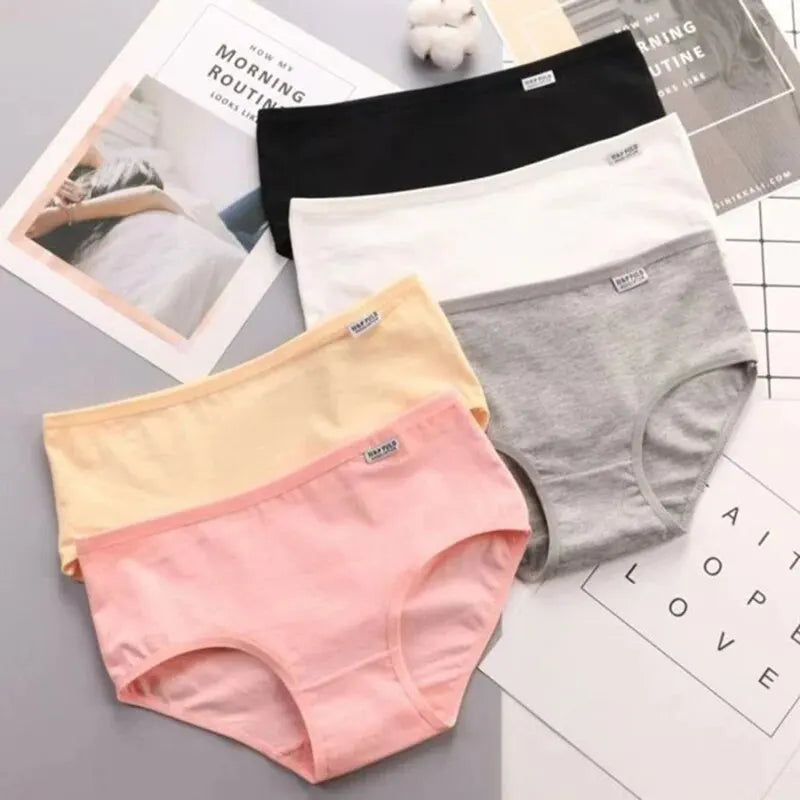 7Pcs/Lot Women's Panties Cotton Plus Size Underwear Girls Briefs Breathable Solid Color Panty Underpant Female Lingerie M-4XL 