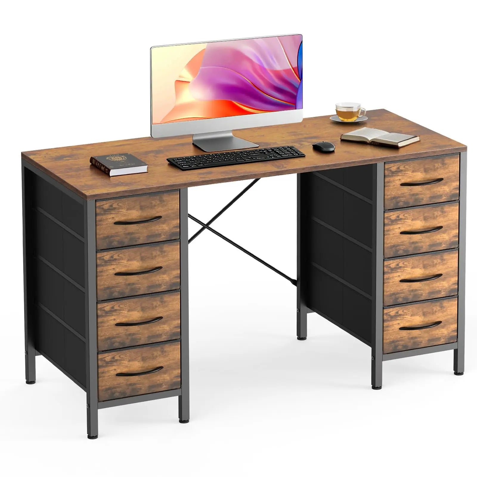 47 Inch Computer Desk with 8 Drawers Storage & Sturdy Frame