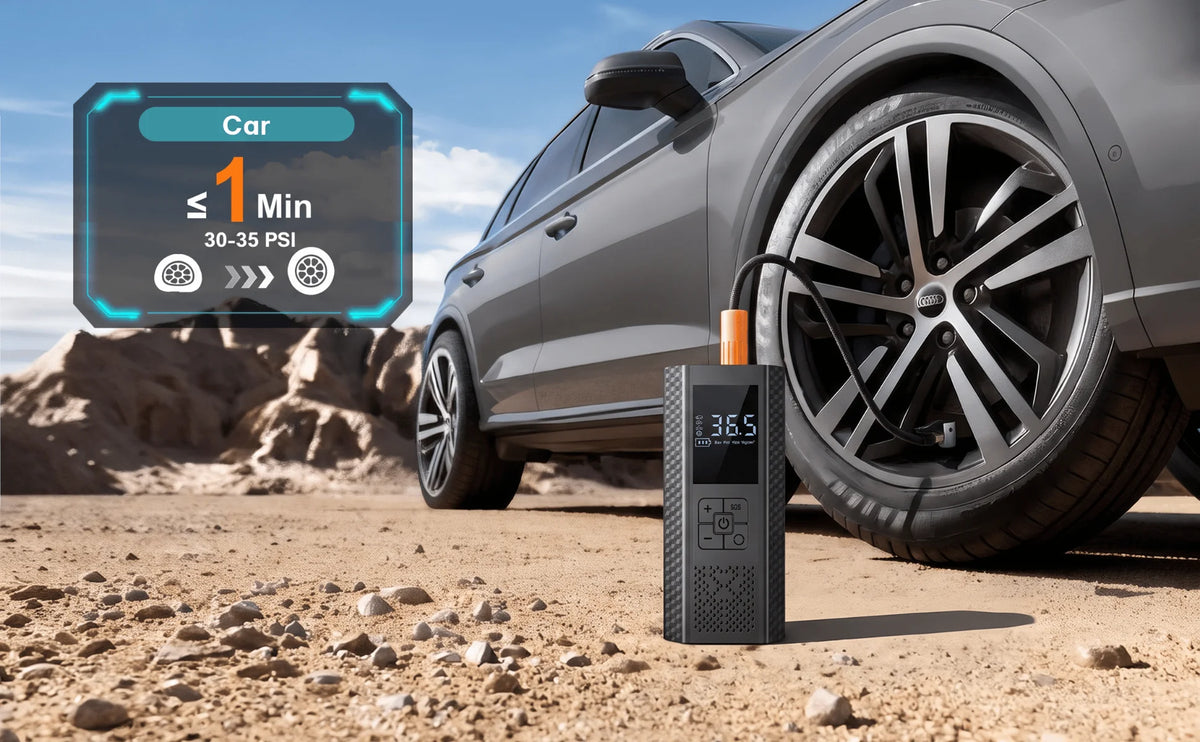 Portable Tire Inflator Tyre Pump 3000mAh 150PSI LCD Air Pump Auto Stop USB Rechargeable for Car Motorcycle Bike Scooter ATV Ball