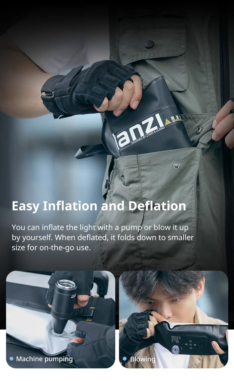 Ulanzi UA12/UA20 Taşınabilir Hava Tüpü Işık 12W İki Renkli Dolgu Işığı