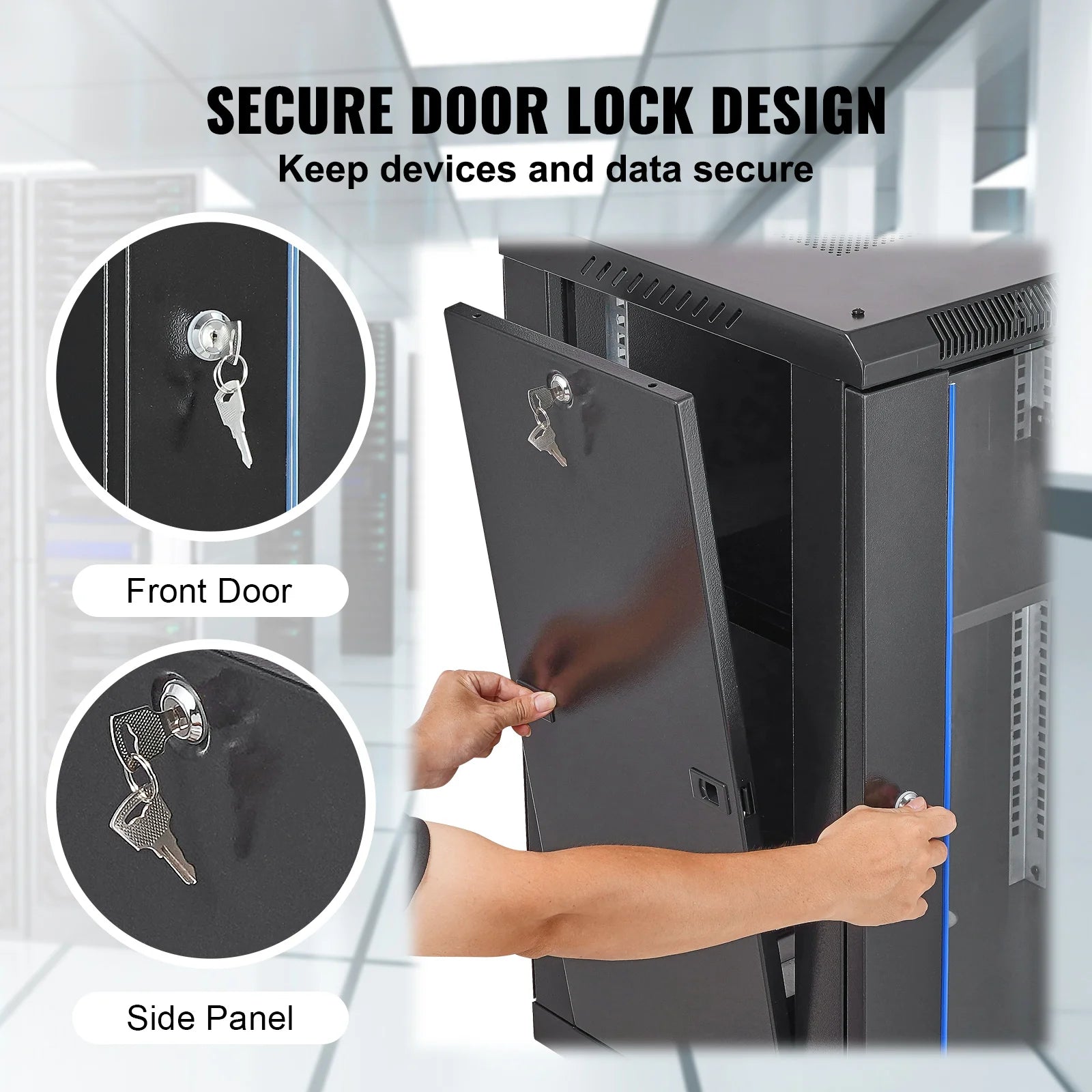 SucceBuy 15U Wall Mount Server Cabinet 500lbs Max Ground-mounted Load Capacity Network Rack Enclosure for IT A/V Devices Use