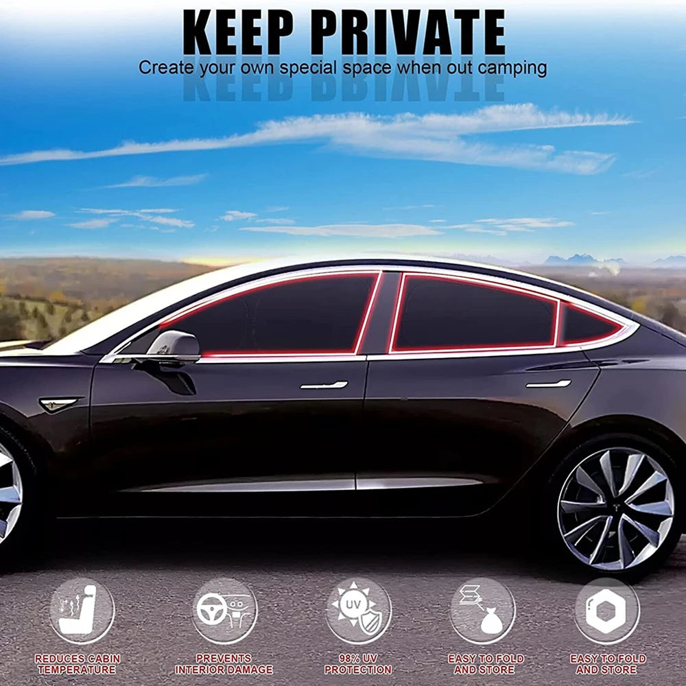 Senčnik za stransko okno avtomobila, sprednje in zadnje vetrobransko steklo, zaslon za zasebnost, senčnik za okno za Tesla Model3 2017-2021 2022Model Y dodatki