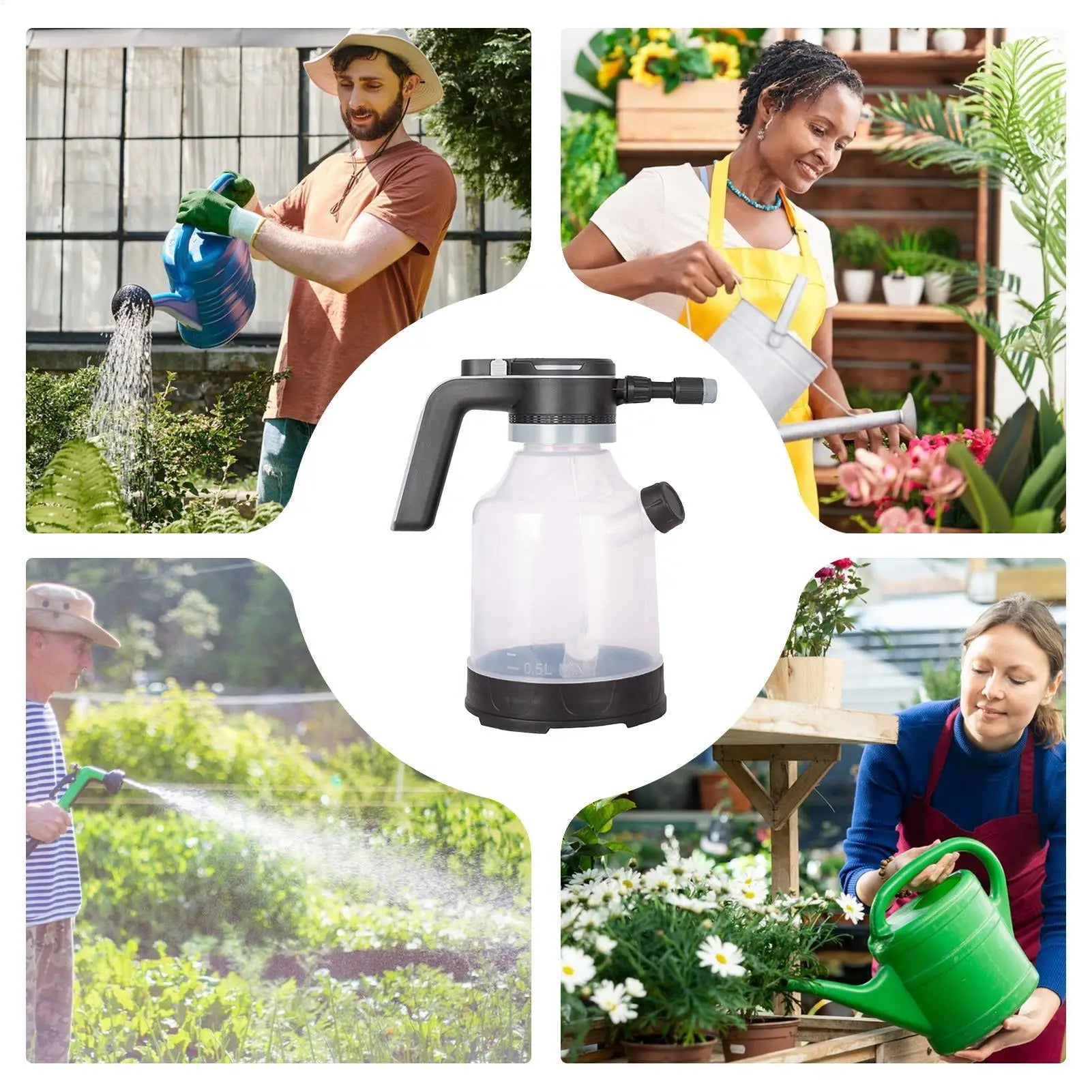 Electric Spray Bottle 3L Cordless Detailing Device Automatic Plant Mister with Adjustable Nozzles for Home Garden Plant Watering