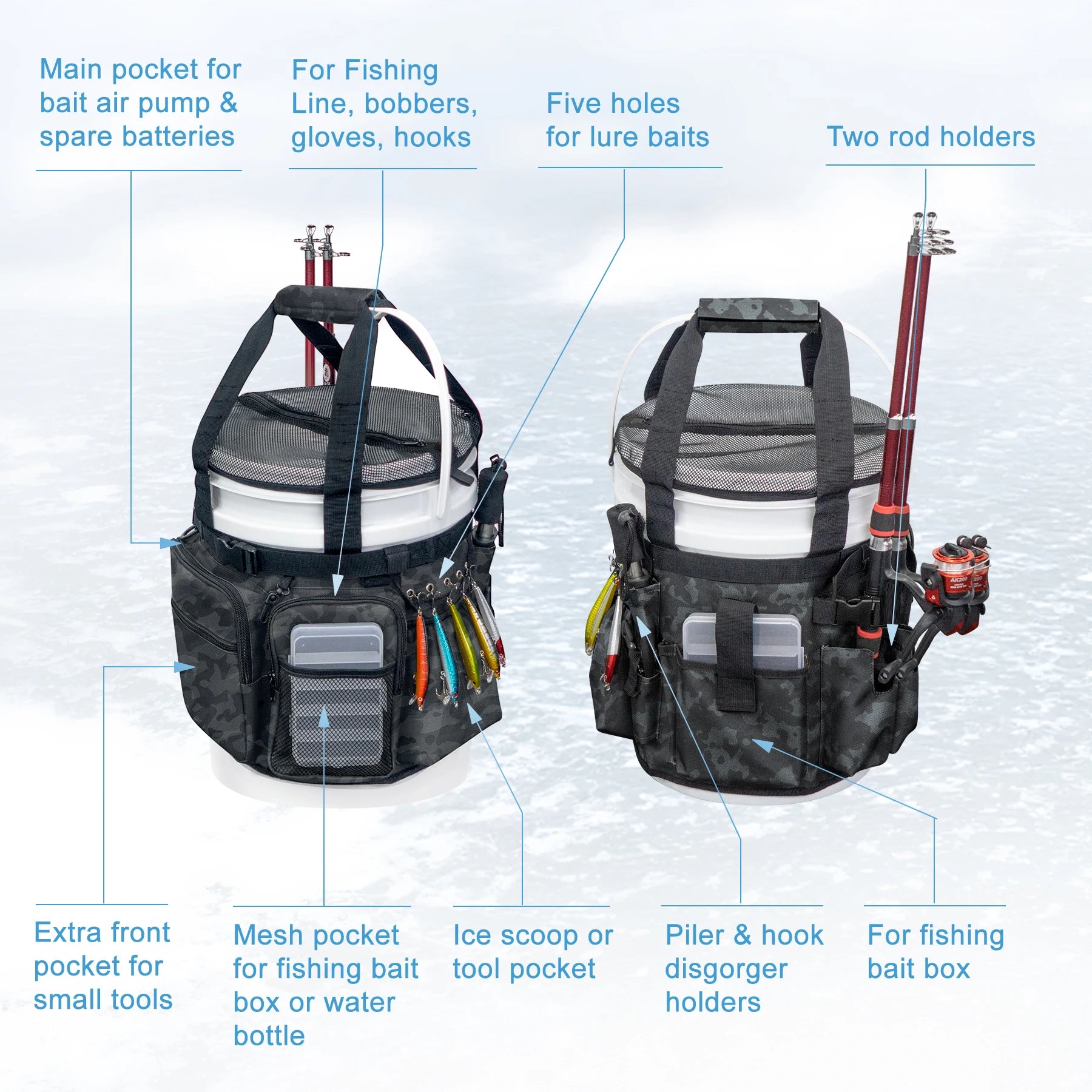 Fishing Bucket Organizer for 5-6 Gallon Buckets