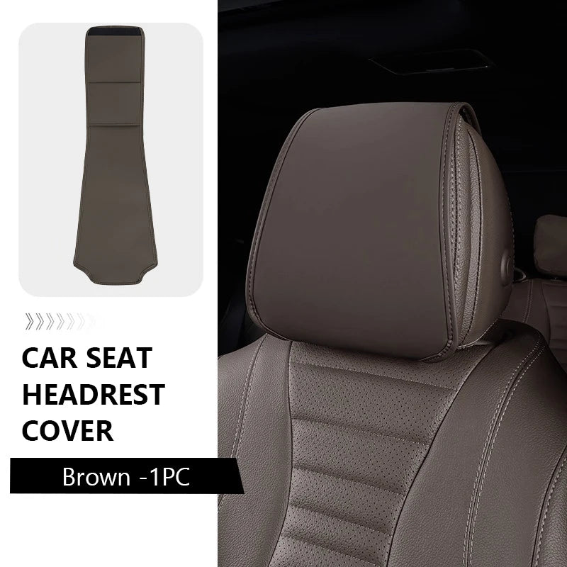 SEAMETAL Car Headrest Cover Wear-Resistant Leatherette Car Seat Pillow Protector Skin-Friendly Anti-Scratch Protection Cover