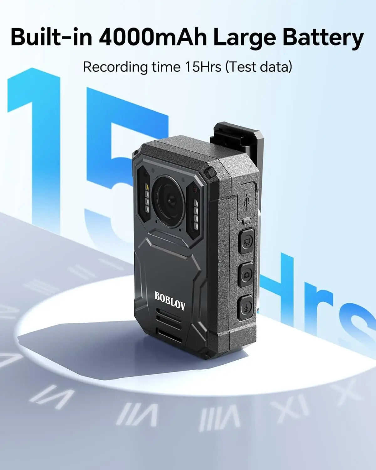 BOBLOV KJ23Pro 2K HD Police Body Camera, Night Vision 4000mAh , IP66 Waterproof Security Patrol Cam for Law Enforcement Security
