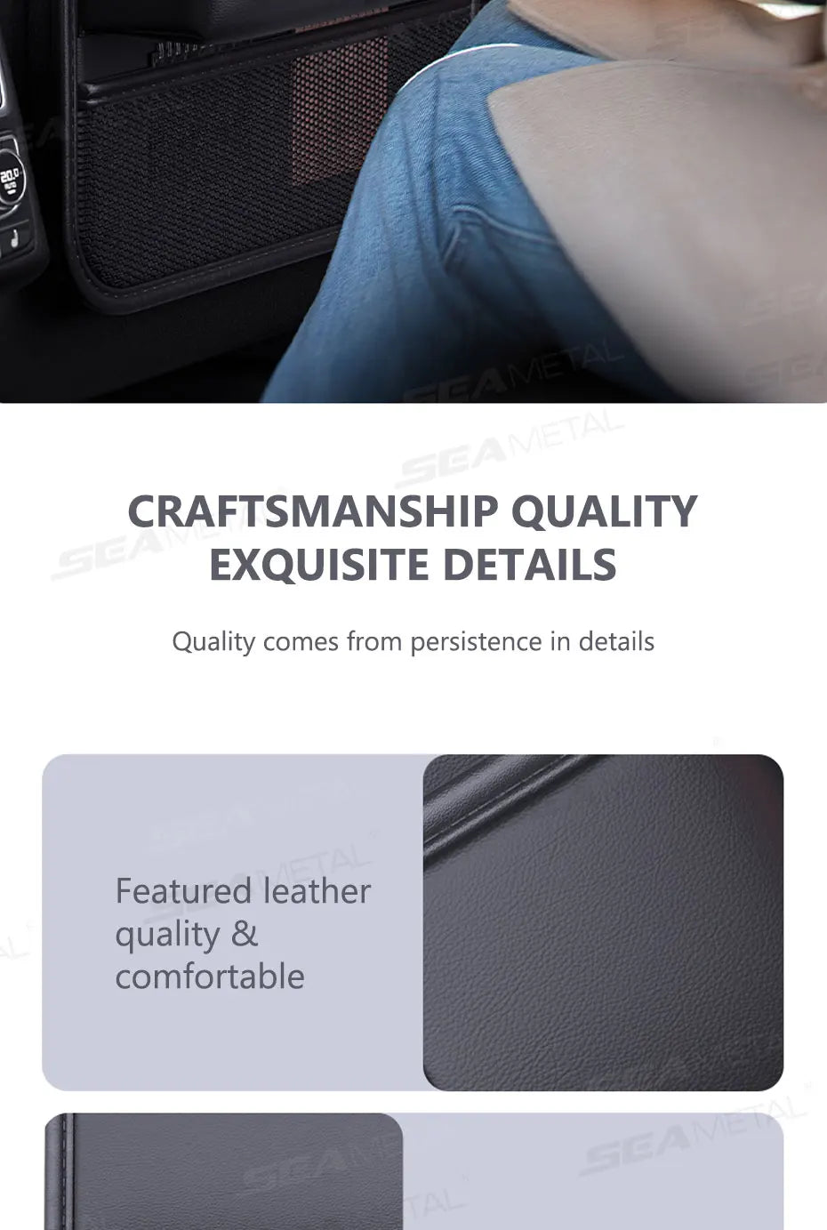 SEAMETAL Car Seat Back Organizer with Foldable Tray Multi-Pocket Car Backseat Storage Bag Wear-Resistant Anti-Kick Pad for Kids