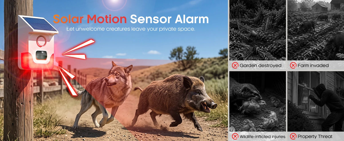 120° Detection Solar Alarm 120dB 4 Working Modes Solar-powered PIR Motion Detection Alarm For Home Courtyard Security