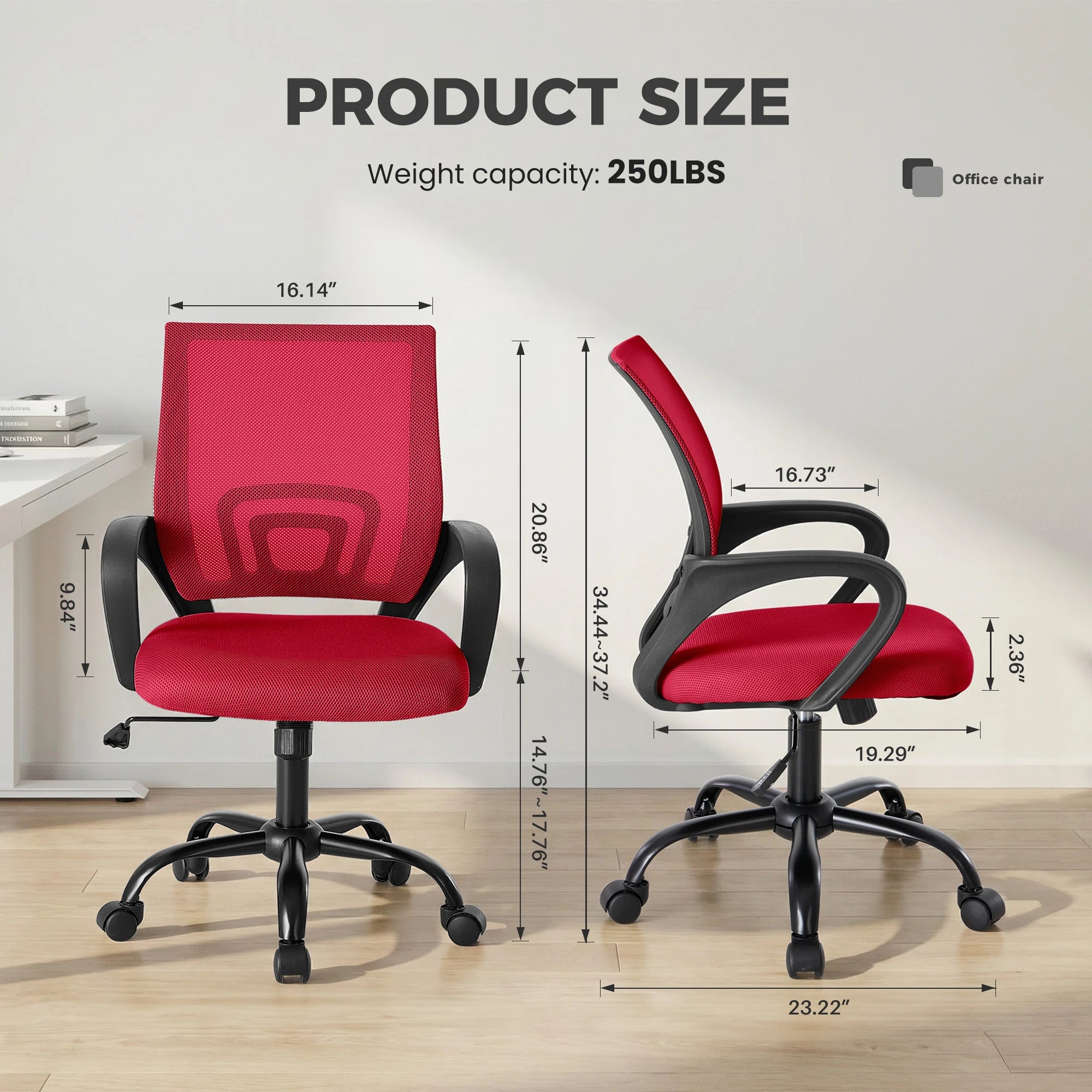 Ergonomic Office Chair with Lumbar Support, Mesh Back & Rocking Tilt