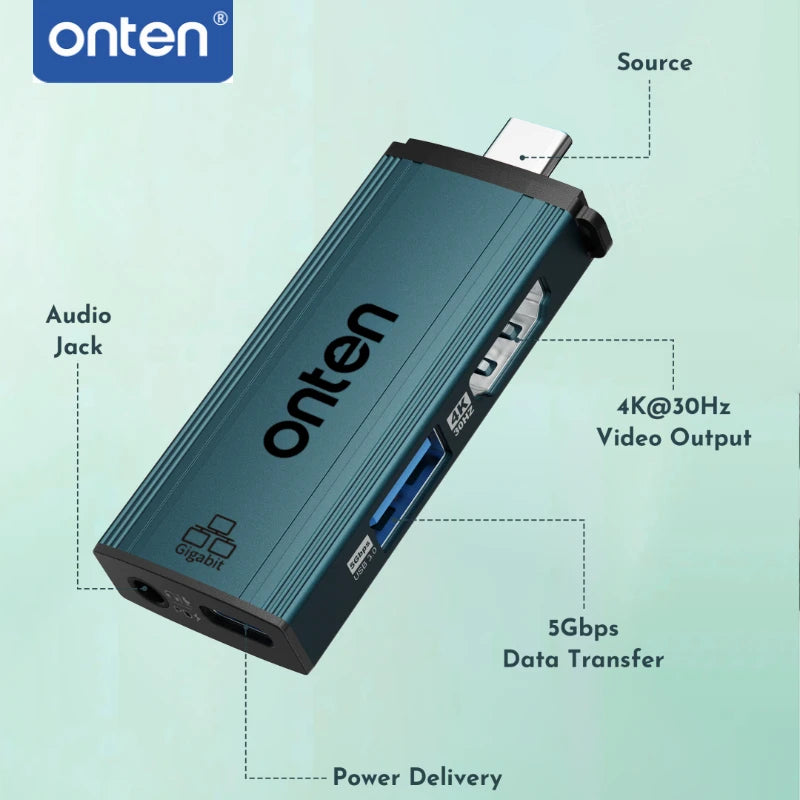 Compact USB-C Dock with HDMI, Audio and PD