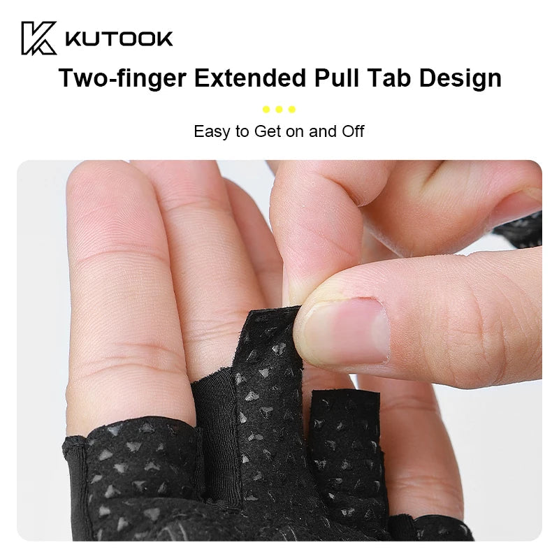 KUTOOK Men's And Women's Fitness Four Fingers Gloves Breathable Anti-slip Shock Absorption Yoga Dumbbell Cycling Sports Gloves 