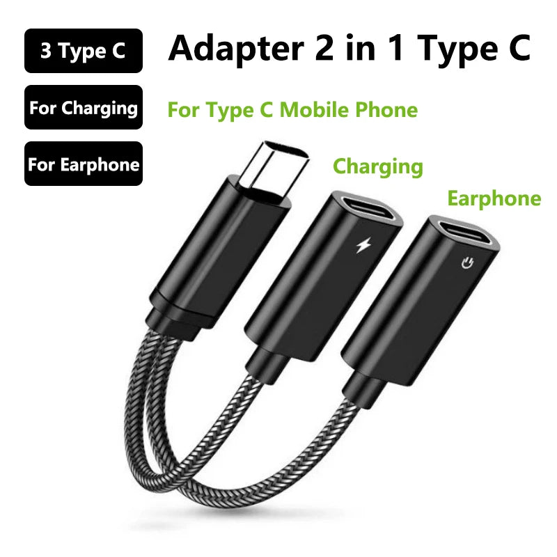 USB-C Audio and Charging Splitter Adapter