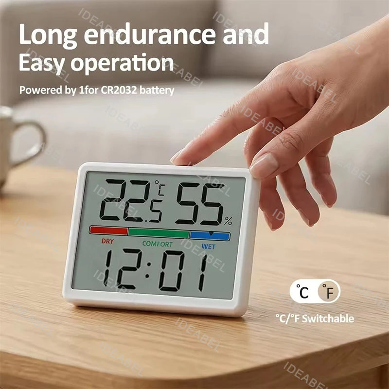 Digital Alarm Clock with Temperature, Humidity and Magnetic Back