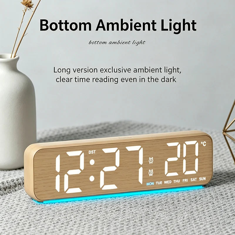 Wood-Style Digital Dual Alarm Clock