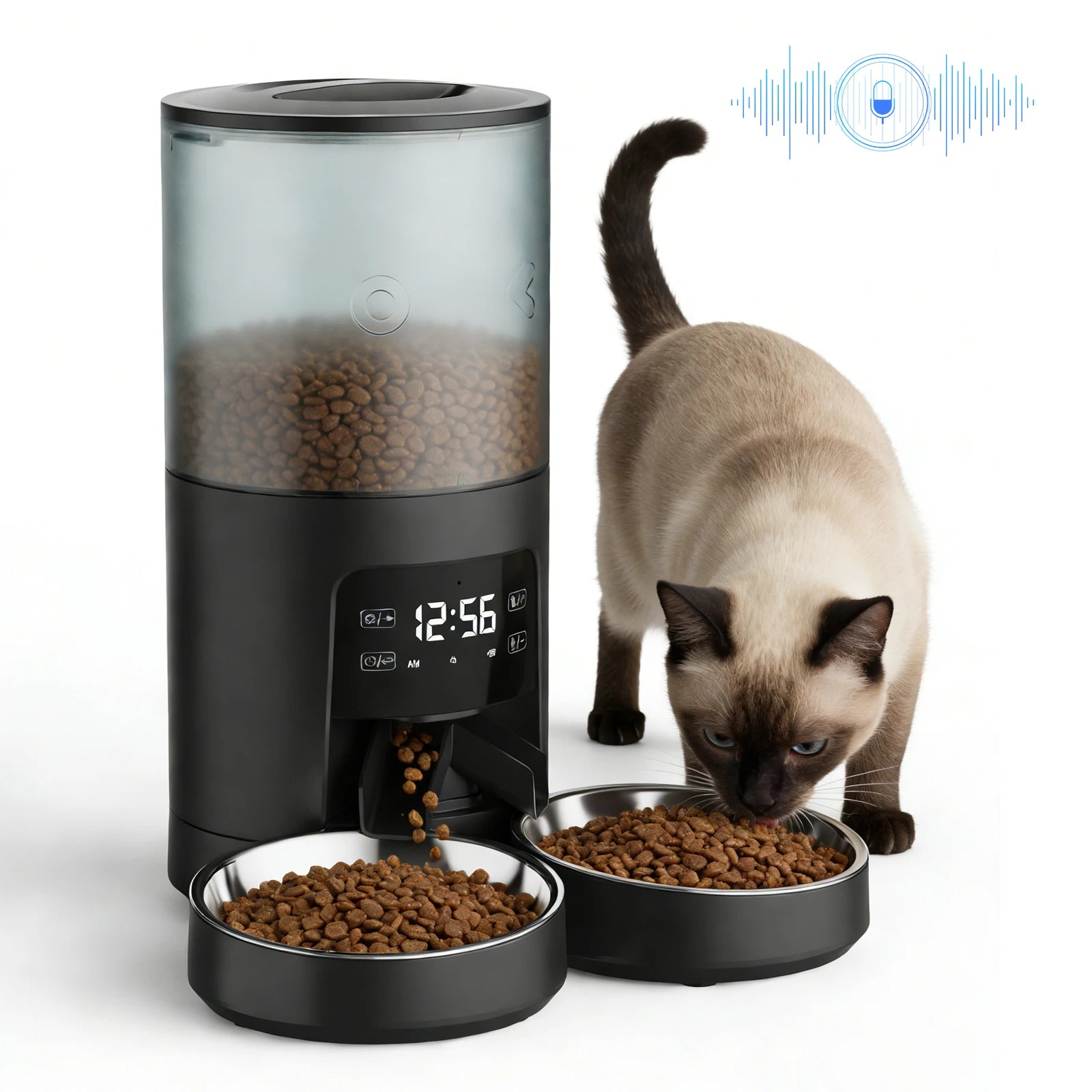 6L Automatic Cat Feeder with App Control, Dual Bowls & Timer