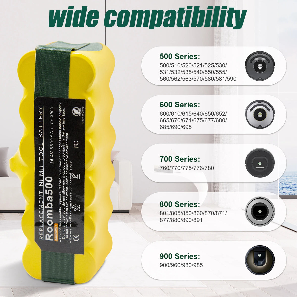 Batterie de remplacement Ni-MH 14.4V pour Roomba