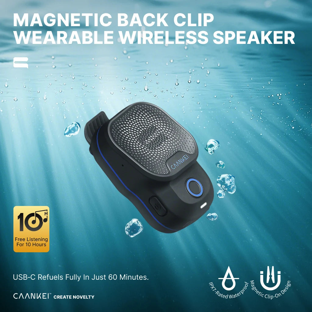 Wearable Bluetooth Speaker with Clip