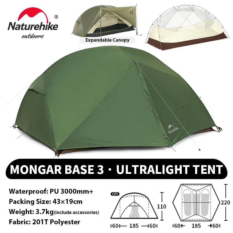 Ultralight 2-Person Waterproof Trekking Tent 20D Nylon 1.8kg