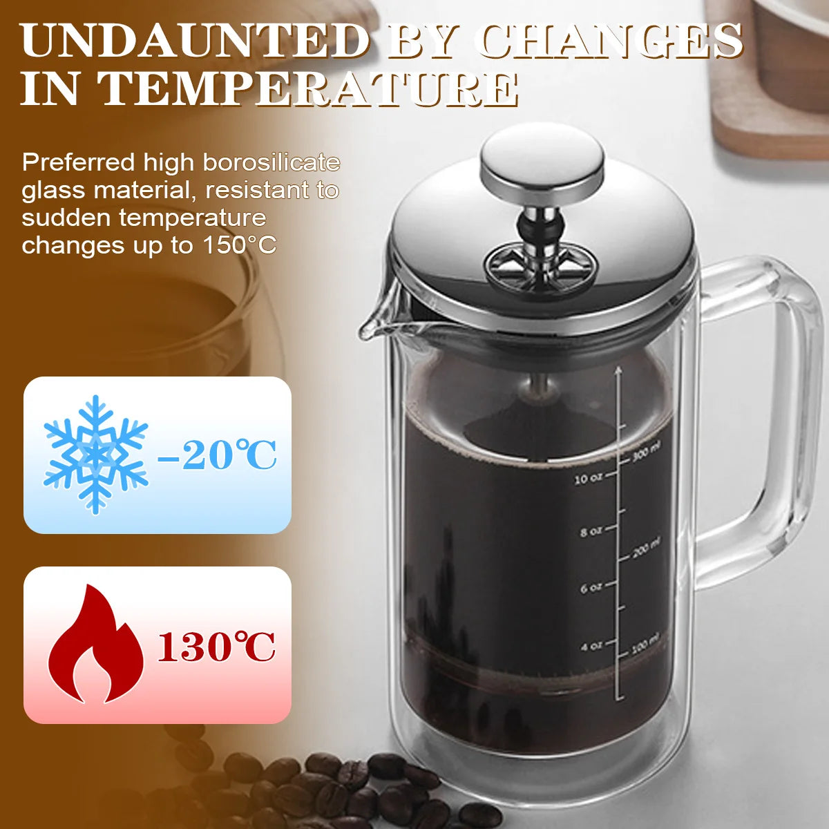 Double-Wall Glass French Press, 300 or 600 ml