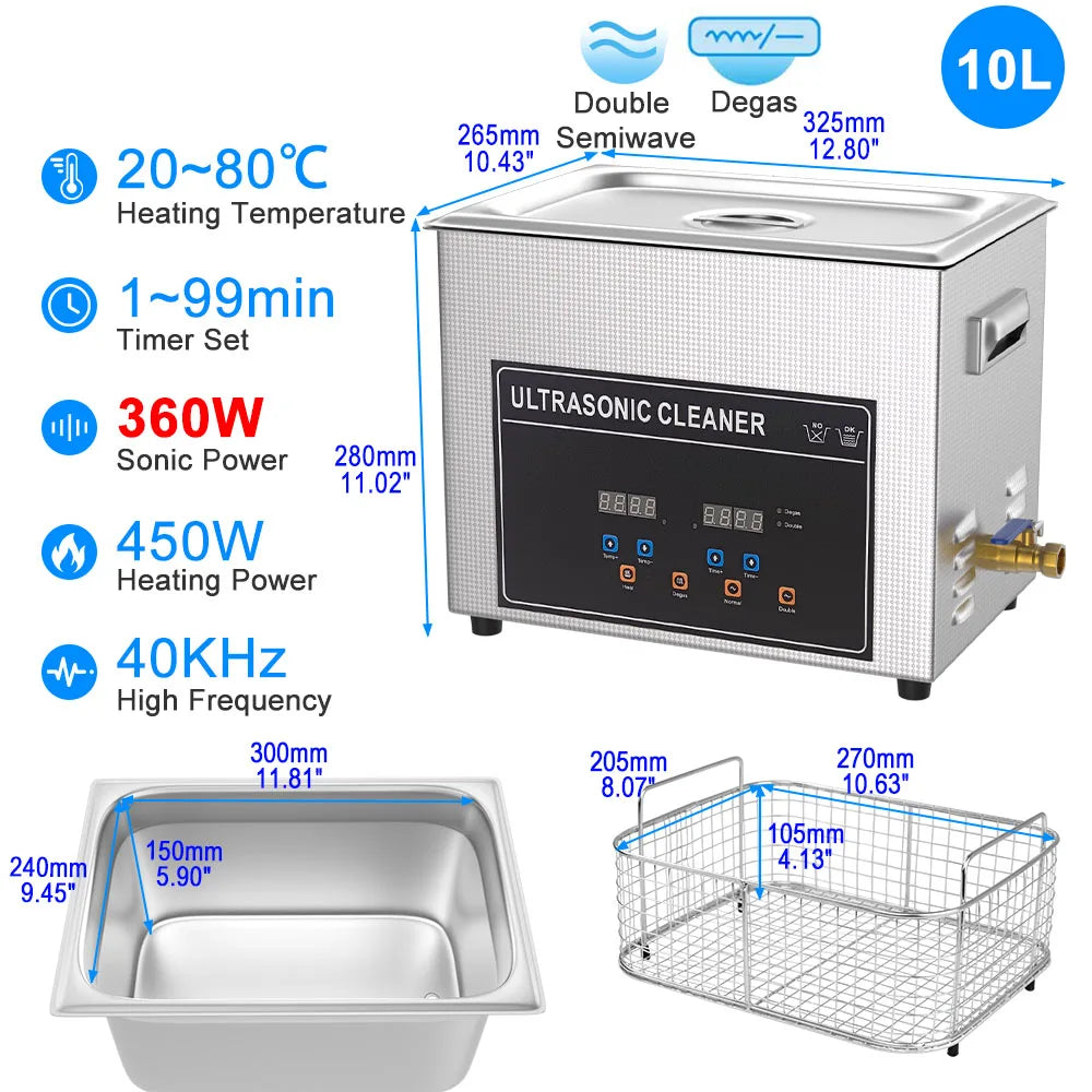 Υπερηχητική Συσκευή Καθαρισμού 1,3L–30L 40kHz Βαθιάς Καθαρισμού