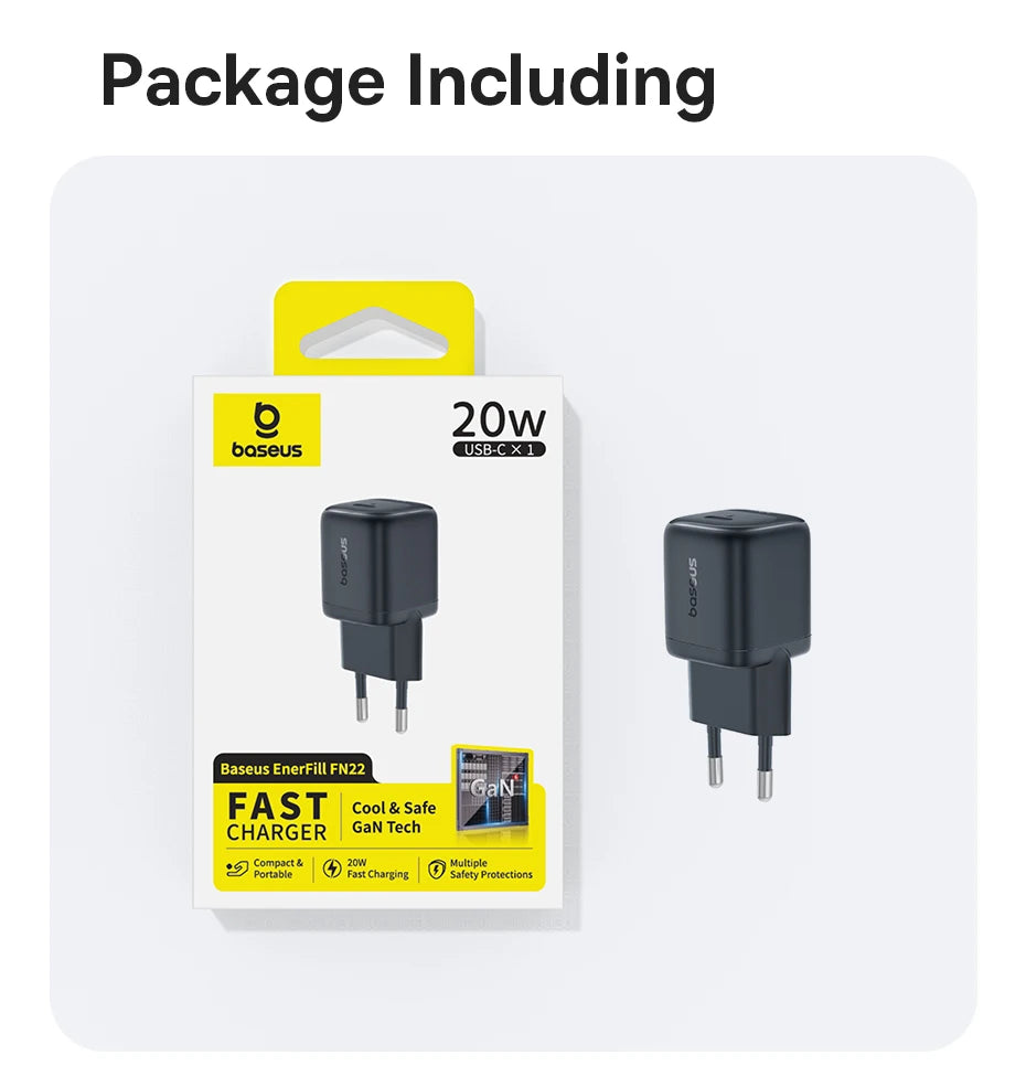 20W USB-C PD Fast Charger Compact Wall Adapter for iPhone