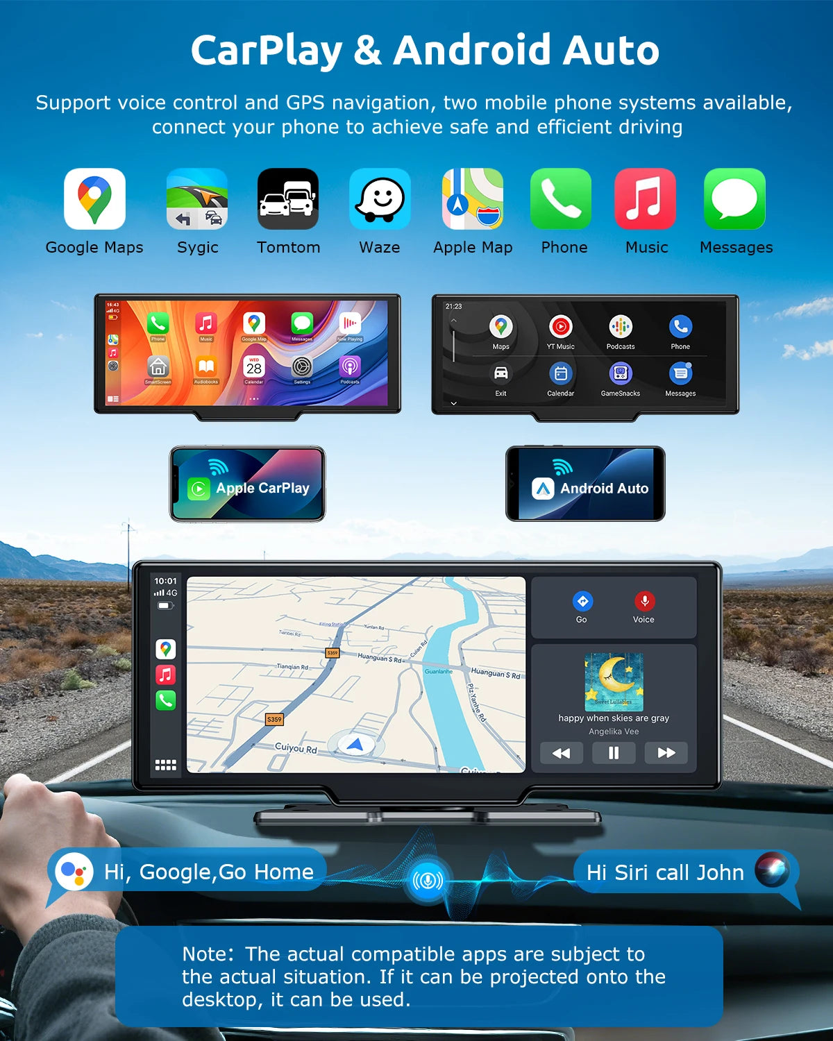 10.26" 4K Dash Cam Car Stereo with Wireless CarPlay