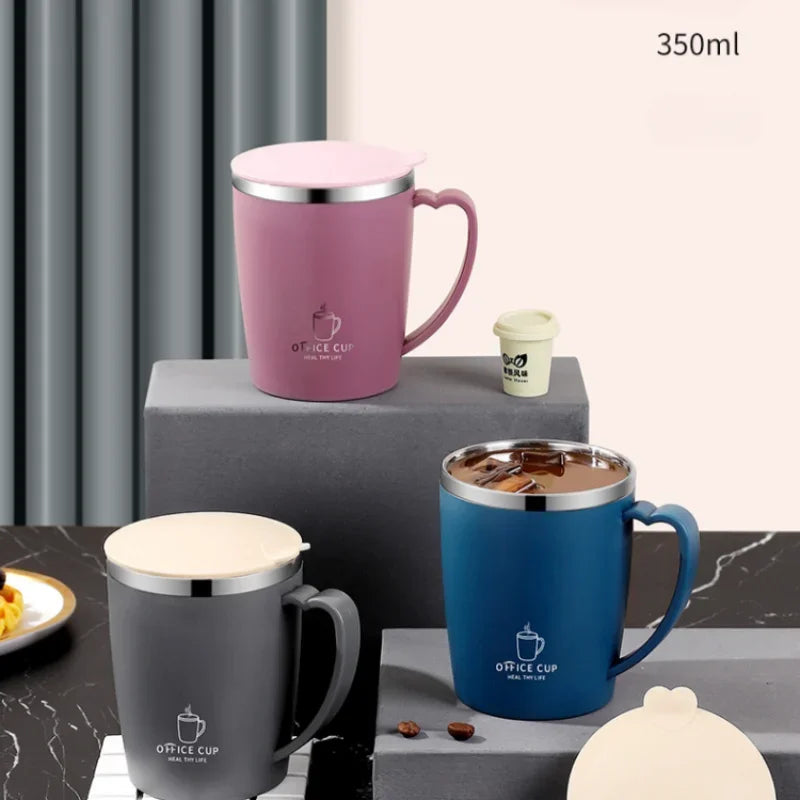 Portable Thermal Water Bottle 350ml Thermos Mug 304 Stainless Steel Coffee Cup with Handle Leak-Proof Vacuum Flask Insulated Cup 