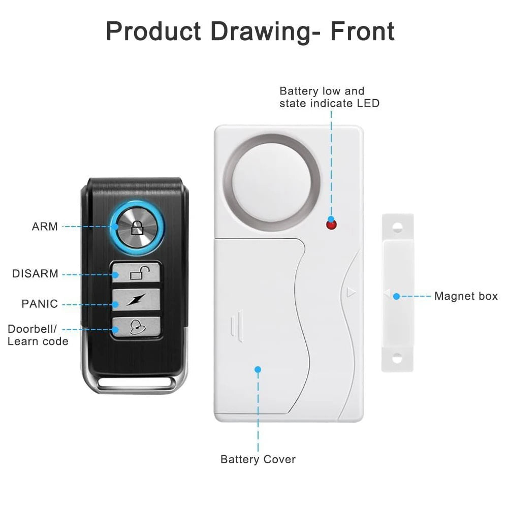 Wireless Door and Window Alarm - Remote Kit Options