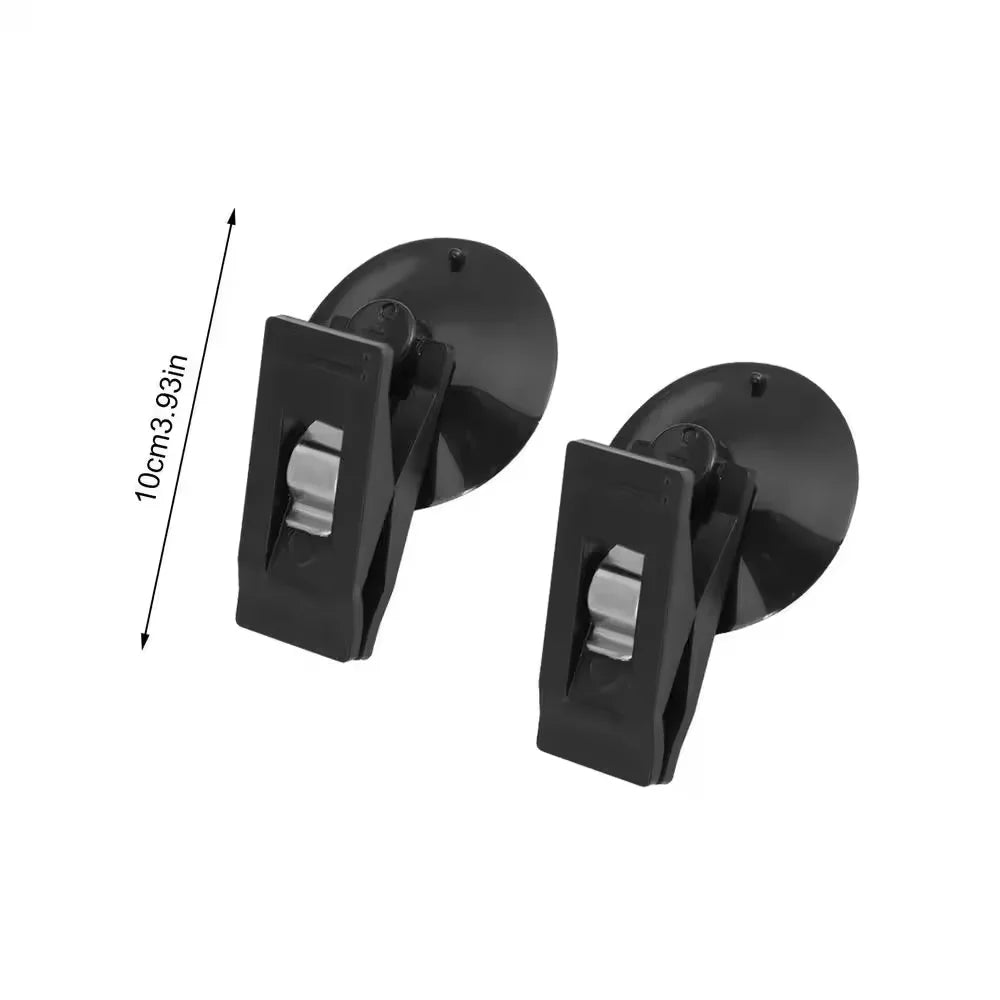 1-2 Pair Car Interior Window Clip Mount Black Suction Cap Clip Plastic Sucker Removable Holder For Sunshade Curtain Towel Ticket 