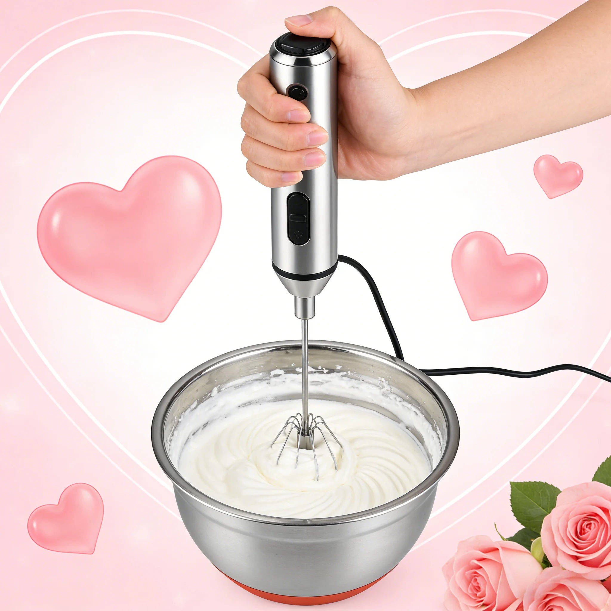 Handheld Electric Whisk for Baking, Eggs, Cream and Drinks