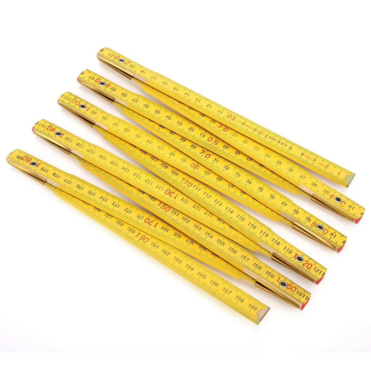 Wooden Carpenter Folding Ruler, 2 m, Double-Sided Metric Scale
