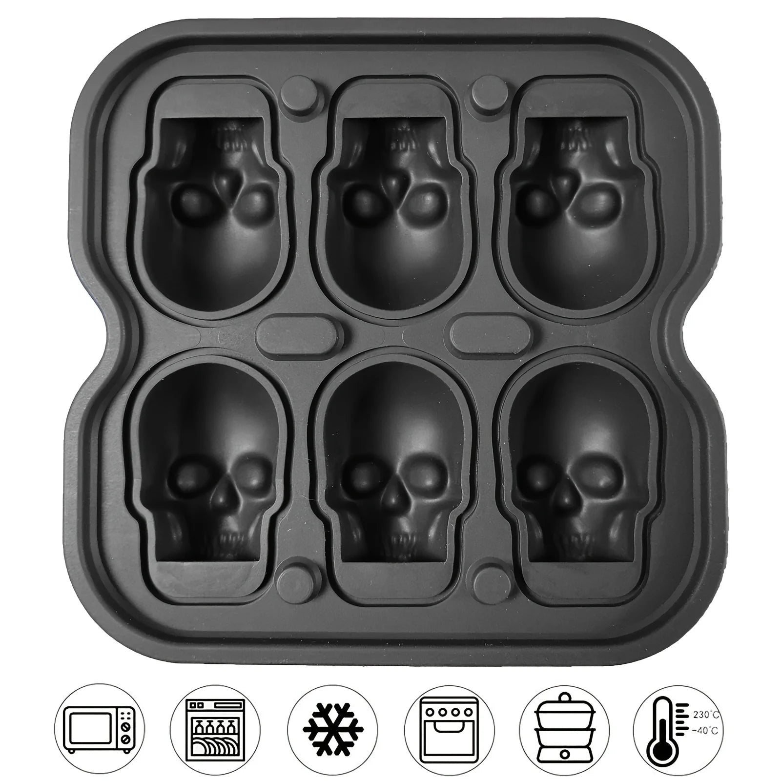 Skull Ice Ball Mold Silicone 3D Flexible Ice Cube Trays BPA Free Ice Trays For Freezer Horror Skull Head Cocktail Ice Ball Maker 