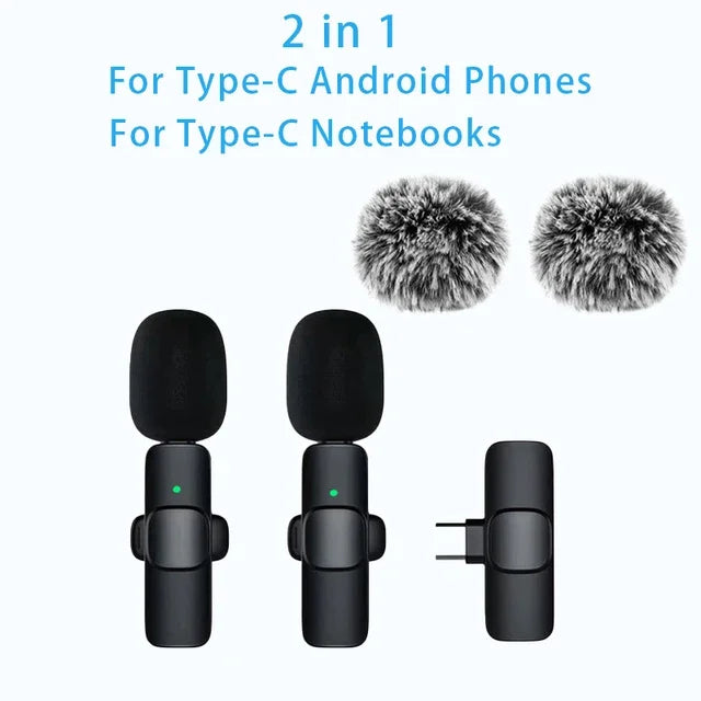Trådløst lavalier-omvendt mikrofon mini slips støyreduksjon for iPhone 15/16/17 iPad Android Vlogging intervju - kompakt lydopptak