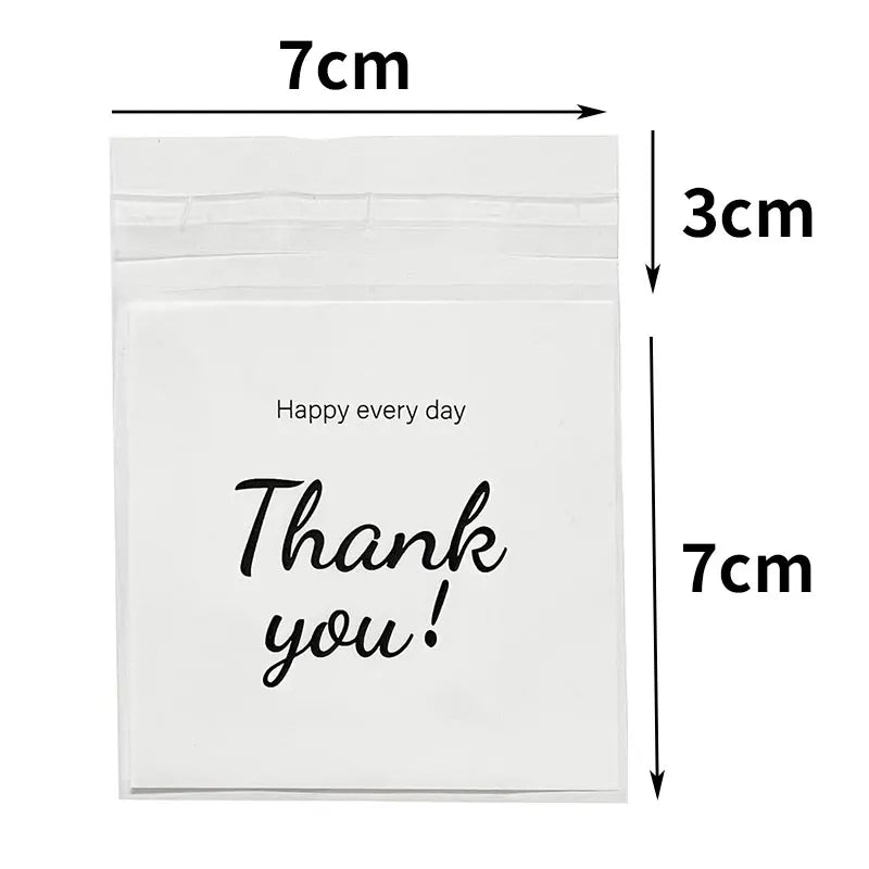 50-100pcs Thank You Gift Bags Candy Cookie Packaging Plastic Adhesive Pouch for Wedding Birthday Favors Small Business Supplies