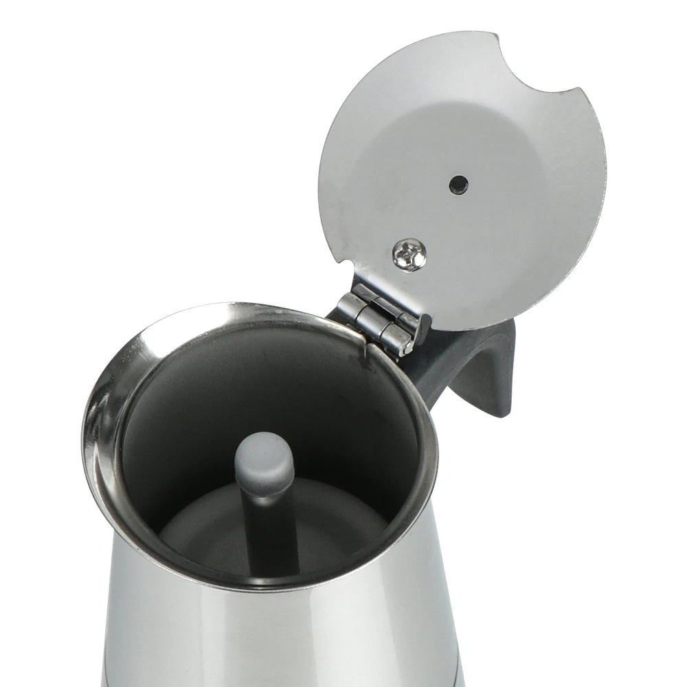 Stainless Steel Moka Pot for Stovetop Espresso, 2 to 9 Cups
