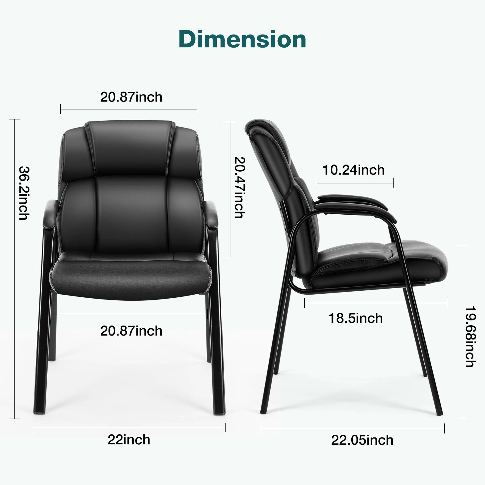 PU Leather Padded Office Guest Chair with Armrests and Metal Frame
