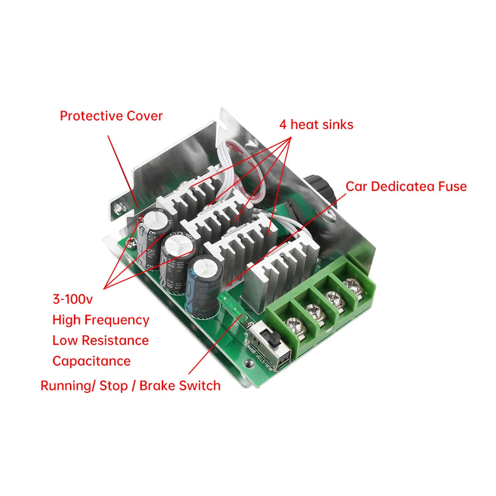 Contrôleur de vitesse PWM pour moteur à courant continu à balais, 7–70 V