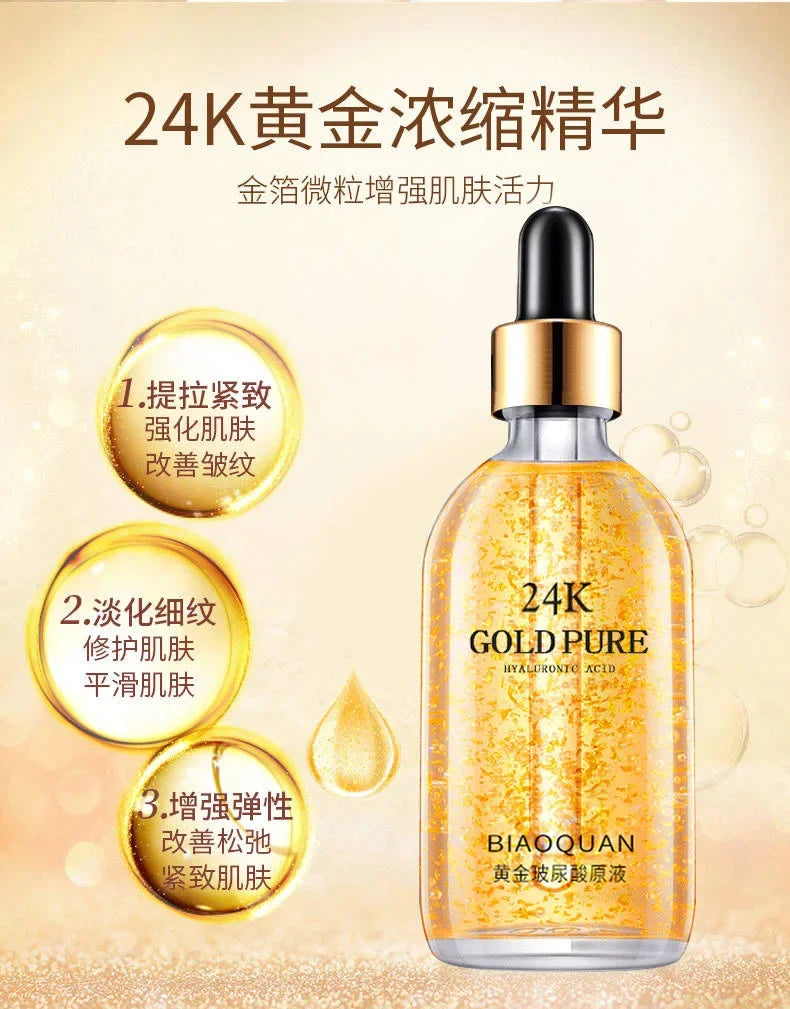 100ml 24k Gold Hyaluronic Acid Nicotinamide Face Serum Anti Aging Facial Lifting Collagen Essence Skin Care Whitening Serum 