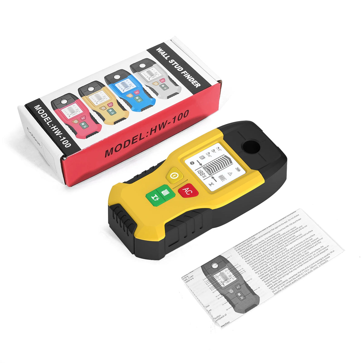 HW-100 Wall Stud Finder with Metal & AC Scanning Modes