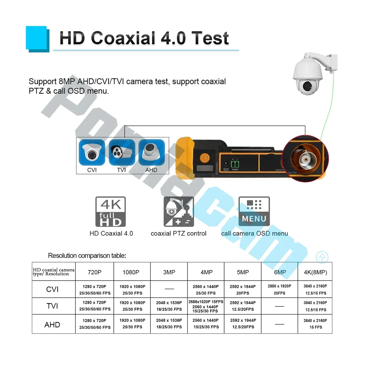 3|Testeur de caméra CCTV coaxiale HD-2900