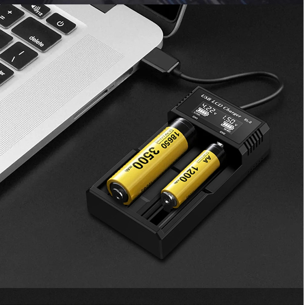 LCD USB Battery Charger - One to Four Slots
