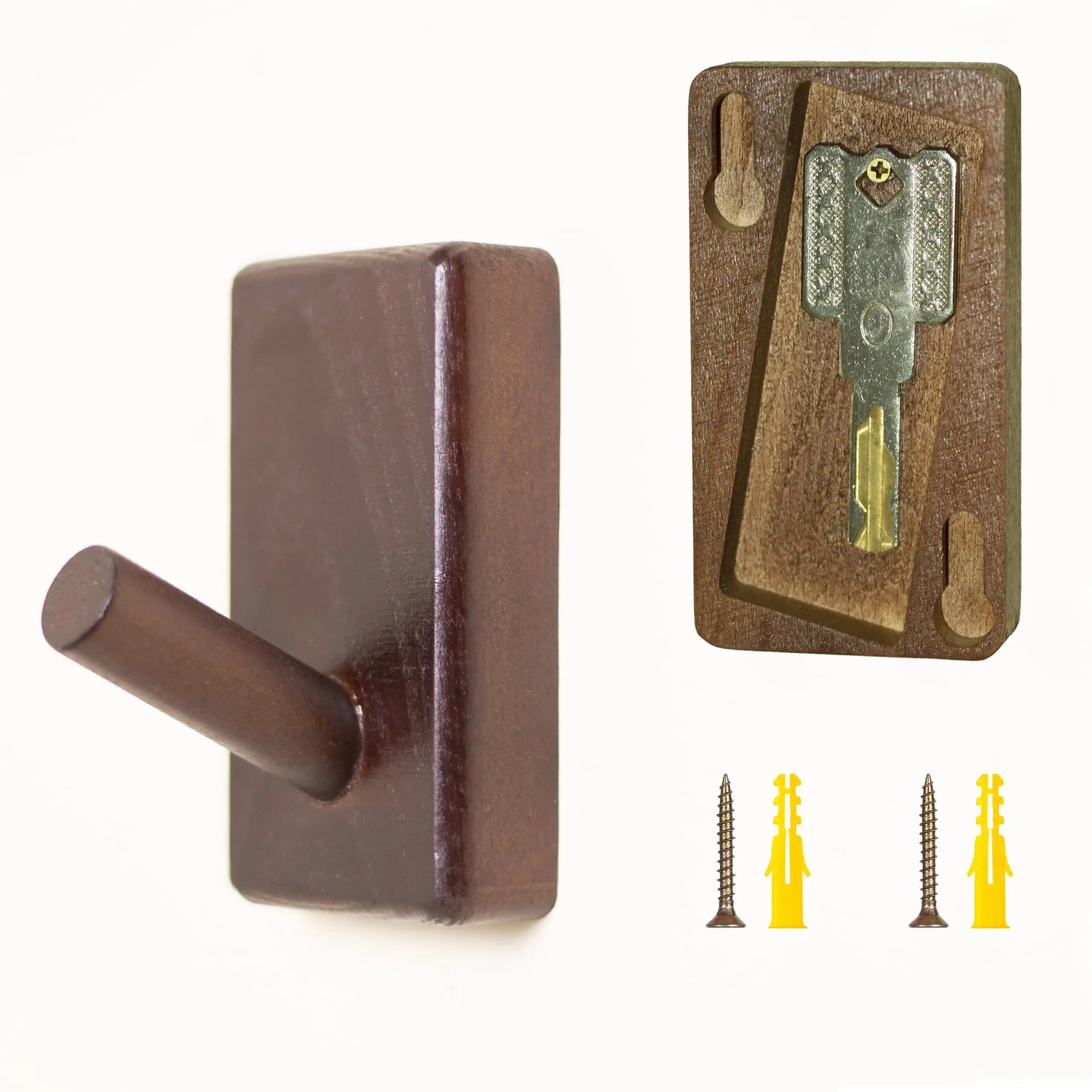 Hidden Key Holder Wall Hook – Wooden Storage Safe for Spare Keys
