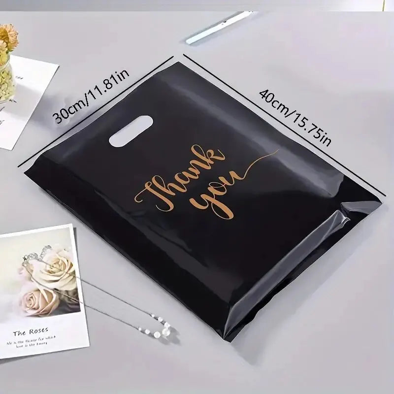 Extra Thick Reusable Plastic Thank You Bags – 20 Pack
