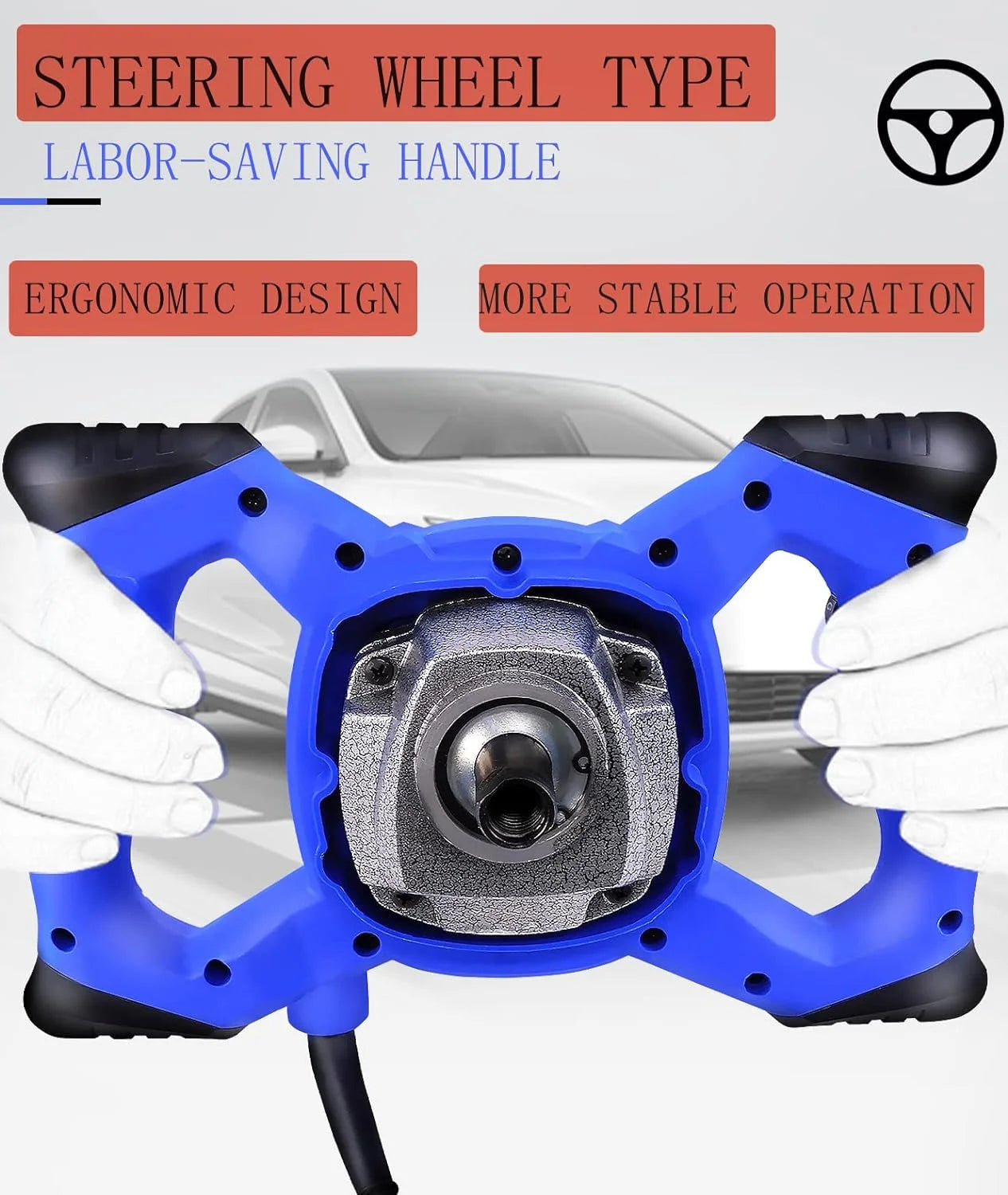 2600W Concrete Mixer Machine with Adjustable Paddle Mixing