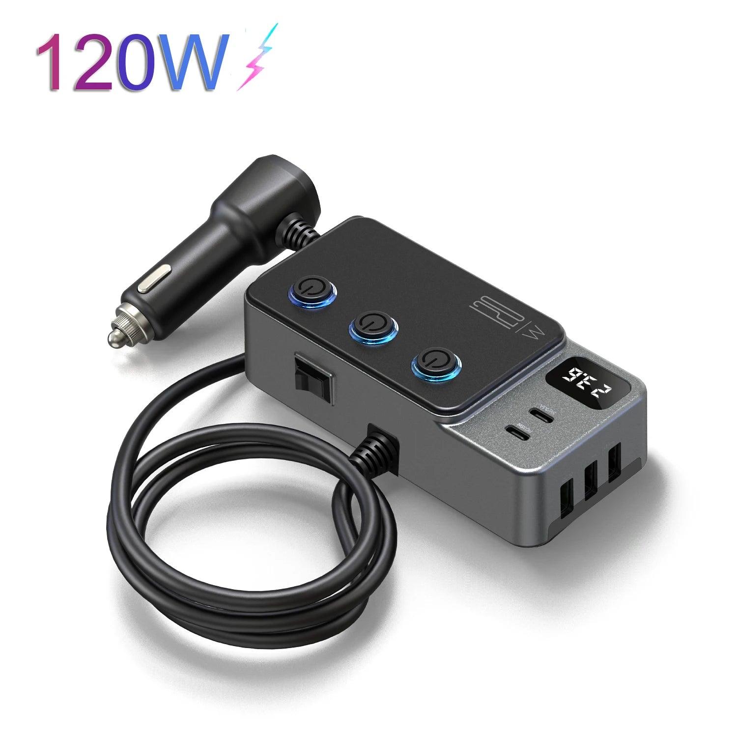 Car Cigarette Lighter Splitter Adapter with Multi-Port USB Charging