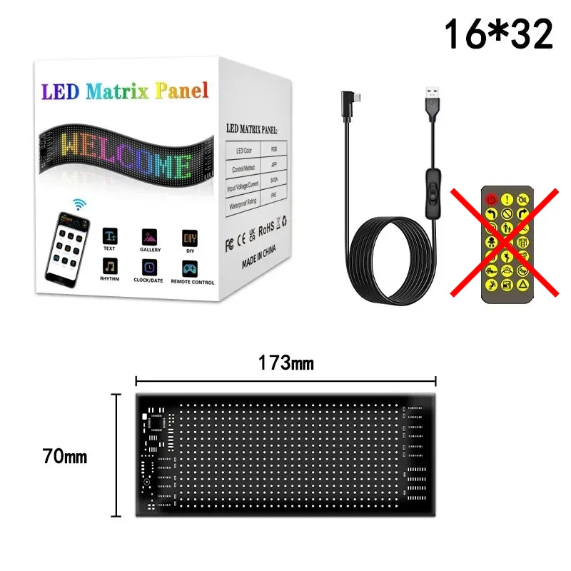 LED Matrix Pixel Panel Light Bluetooth App 5V USB  Control Scrolling Advertising LED Car Sign Animation Programmable For Car Sho 