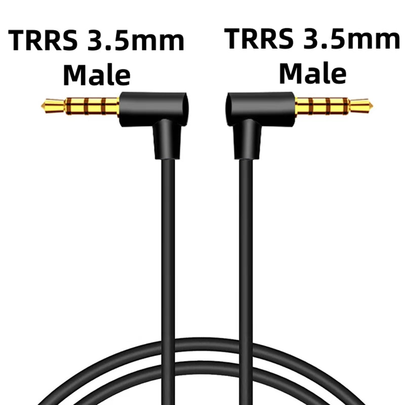 90 Degree 3.5mm TRS/TRRS Audio Cable Stereo 3.5mm to 3.5mm Right Angle AUX Cord for Headphone MP3 Smartphone Tablet Car Speakers
