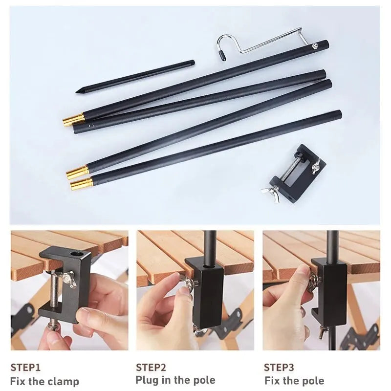 4-Section Camping Lantern Stand Aluminum Alloy Lamp Pole