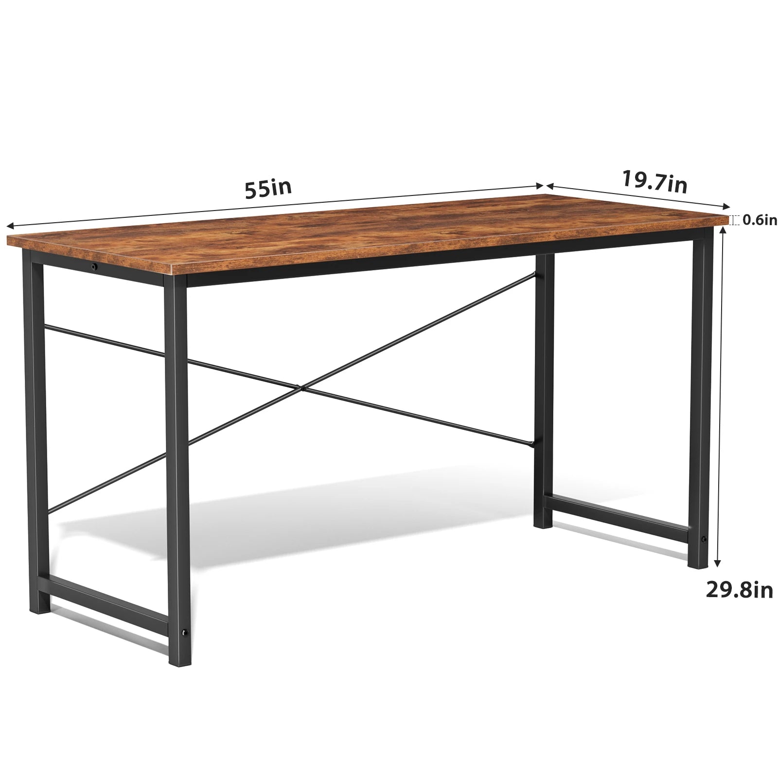 Modern Compact Computer Desk with Metal Frame & Wood Top